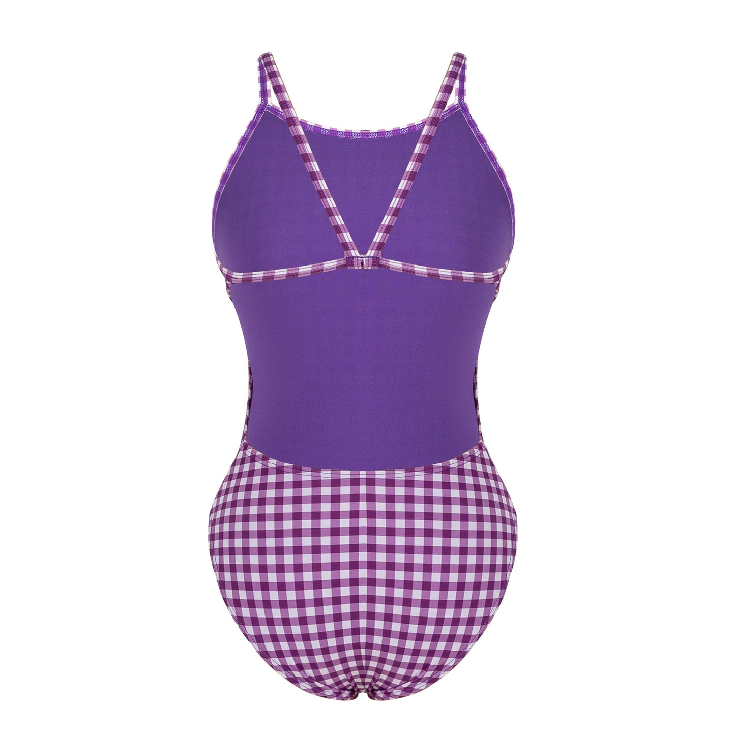 Purple Check One-Piece Swimwear