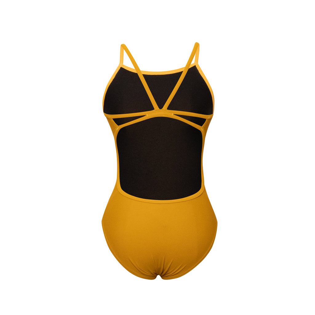 Warm Yellow Competitive Training Swimsuit- dragonfly back straps