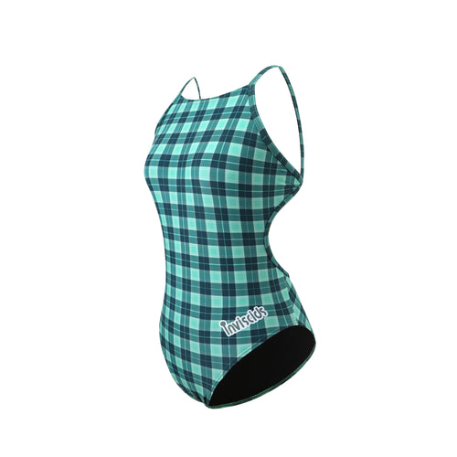 Meet Yourself in the Water — Emerald Plaid Elegance: A Serene Swimwear
