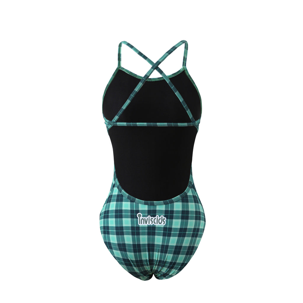 Meet Yourself in the Water — Emerald Plaid Elegance: A Serene Swimwear
