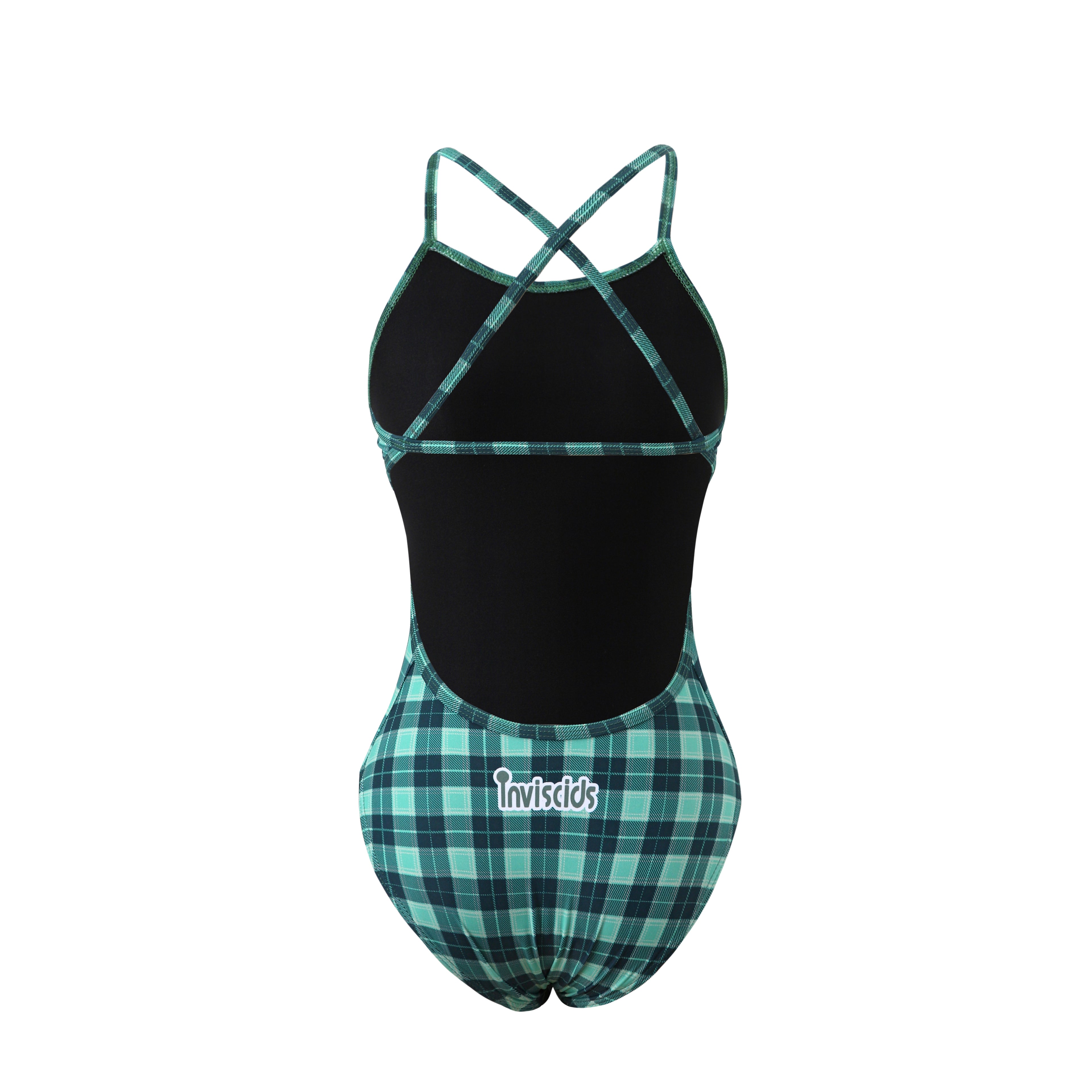 Meet Yourself in the Water — Emerald Plaid Elegance: A Serene Swimwear