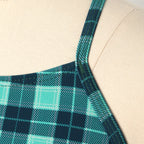 Meet Yourself in the Water — Emerald Plaid Elegance: A Serene Swimwear