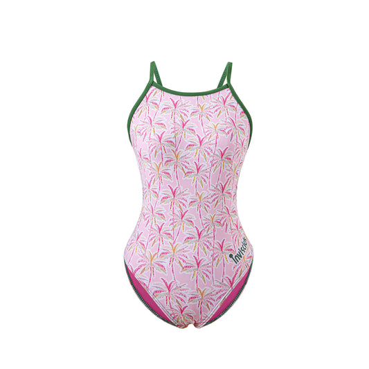 Vibrant Pink Coconut Blossom Performance Swimwear — Dynamic Design for Active Style