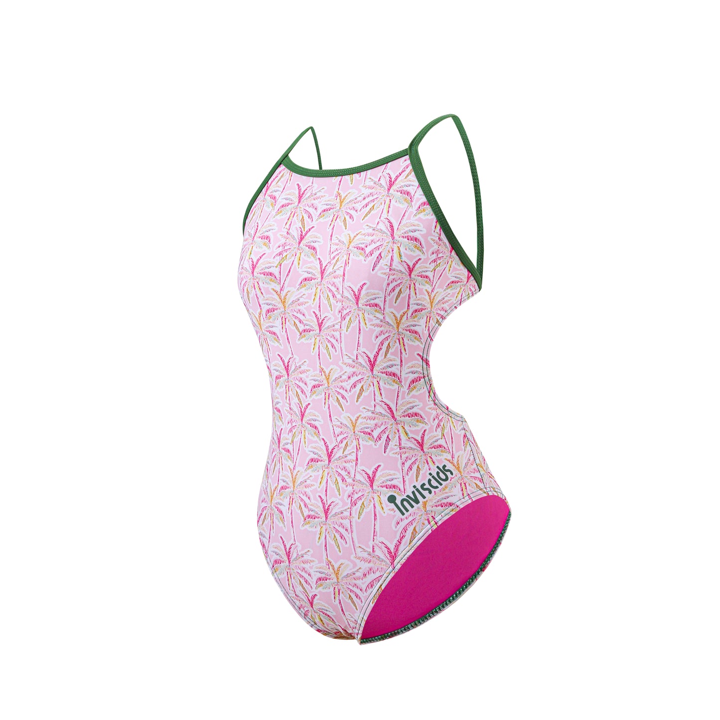 Vibrant Pink Coconut Blossom Performance Swimwear — Dynamic Design for Active Style