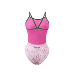 Vibrant Pink Coconut Blossom Performance Swimwear — Dynamic Design for Active Style
