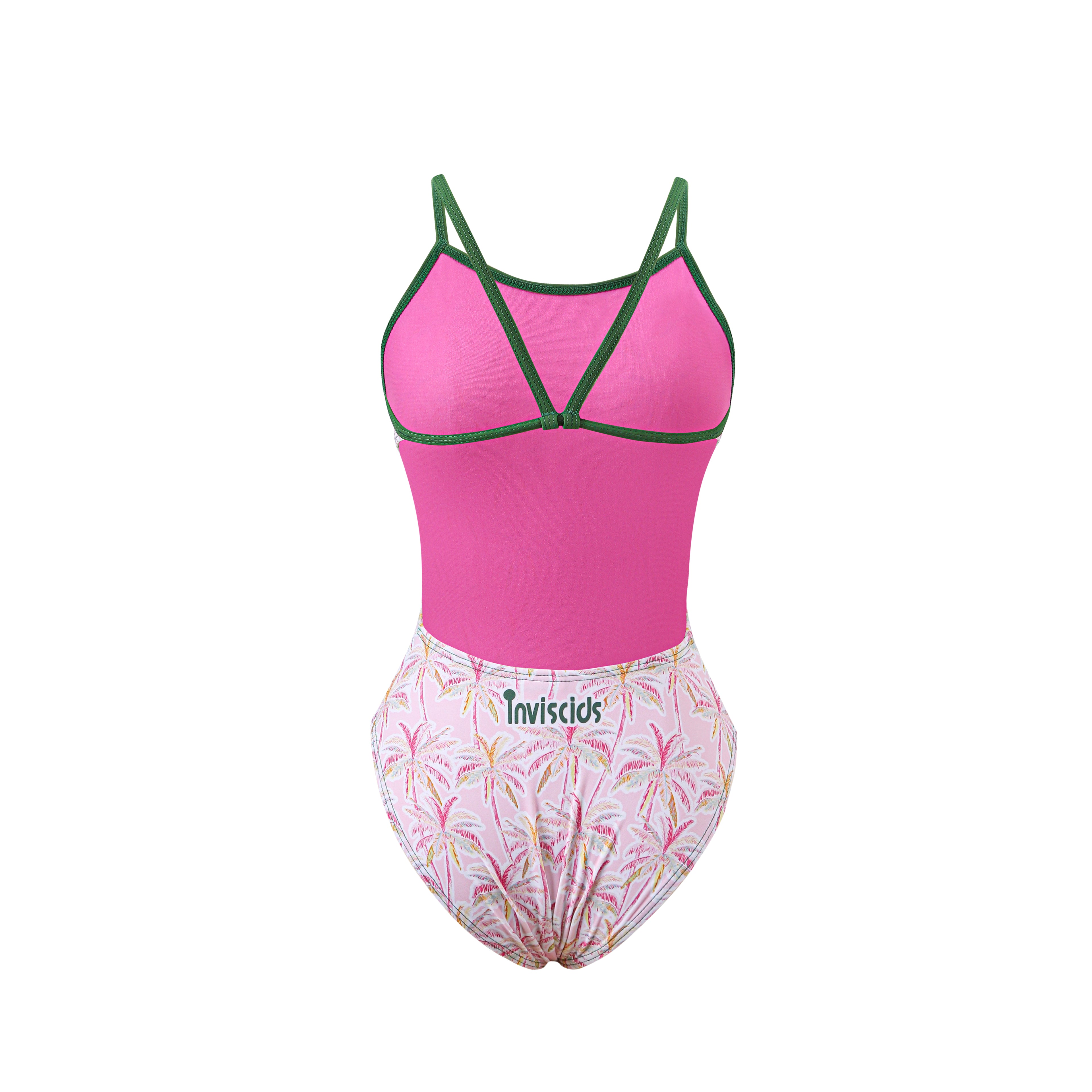 Vibrant Pink Coconut Blossom Performance Swimwear — Dynamic Design for Active Style